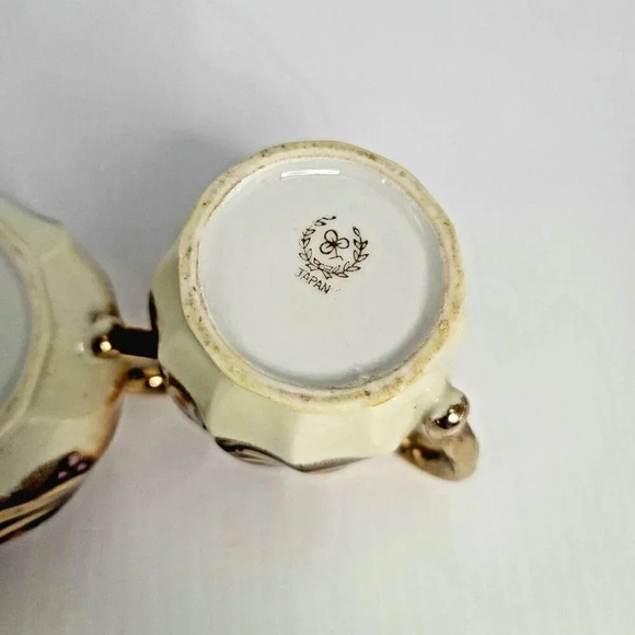 Vintage Japan Sugar and Creamer Set/brown/fruits - Picture 7 of 8